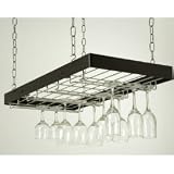 Rogar Hanging Wine Glass Rack- Black/ Chrome