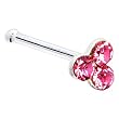 Sterling Silver Pink Gem Trio Nose Bone
