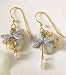 Silver Forest Simulated Pearl Dragonfly Earrings GOLDTONE
