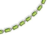 14K White Gold Genuine Emerald-cut Peridot Bracelet