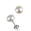 White 5.5-6mm AAAA Cultured Pearl Platinum Overlay Sterling Silver Stud Earrings (LS1B) White 5.5-6mm AAAA Cultured Pearl Platinum Overlay Sterling Silver Stud Earrings (LS1B)