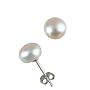 White 4.5-5mm AAAA Cultured Pearl Platinum Overlay Sterling Silver Stud Earrings (LS1B)