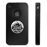 Apple iPhone 4 4S 4G Black Aluminum & Silicone Case New York Mets