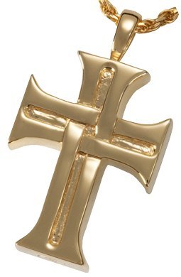 Gold Cremation Jewelry: Men\'s Cross