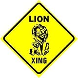 LION CROSSING sign * animal zoo cat king