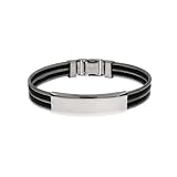 Eve's Addiction Mens Triple Row Cable and Rubber ID Bracelet