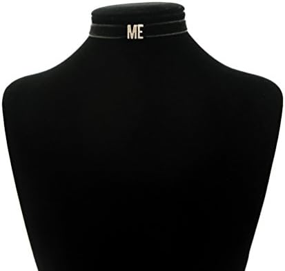 AmazingOS® Women 1cm Width Black Velvet Choker Necklace with Letter ME Adjustable