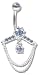 BR3 LIGHT SAPPHIRE BELLY RING DANGLER NAVEL CHAIN