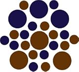 Set of 30 - Chocolate Brown / Dark Blue Navy Circles Polka Dots Vinyl Wall Graphic Decals Stickers