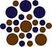 Set of 30 - Chocolate Brown / Dark Blue Navy Circles Polka Dots Vinyl Wall Graphic Decals Stickers