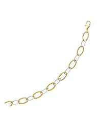 14K Two-Tone Gold Fashion Bracelet with Cable and Polished Oval Links