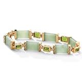 Jade & Peridot 18k Gold over Sterling Silver Link Bracelet 8