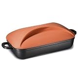 Berndes 696962 Terra Cotta Nonstick Roasting Pan with Lid 13x8x4 by Berndes