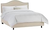 Skyline Furniture Micro-Suede Full Nail Button Bed, Oatmeal