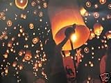 10 er Set Skylaternen,Sky Ballon's,Himmel's Laterne,EXTRA GROSS 70 cm X 110 cm + 1 X BLITZSTERNE - SILBER EFFEKT--GRATIS--DAZU--