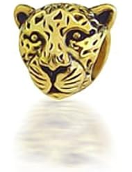 Bling Jewelry Gold Plated Cougar 925 Silver Animal Bead Fits Pandora Chamilia
