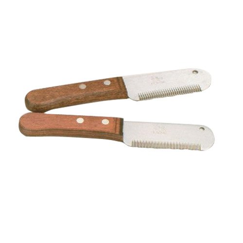 Groomaster Stainless Steel Extra Large Dog Stripper Knives with Wooden Handle, Coarse