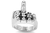 Flicking the bird - Middle Finger Up - Biker Rings for men - Motorcyle gear jewelry. Chopper Mens rings size 8, size 9, size 10, size 11, size 12, size 13. Gothic Jewelry - Gothic Rings for men.