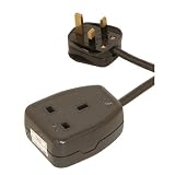 Black 1 Gang Extension With 5m Lead Fitted With UK 5A Plug Supplied in a Hanging Bag