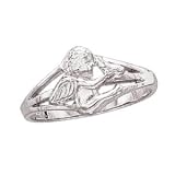 The Perfect 14K White Gold Angel with Holy Spirit-Dove Ring for Women