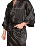 Intimo Men's Classic Satin Robe, Black One Size Fits Most