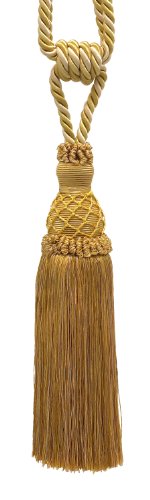 Elegant Antique gold Curtain & Drapery Tassel Tieback / 10" tassel, 30 1/2" Spread (embrace), 3/8" Cord, Imperial II Collection Style# TBIN-1 Color: RUSTIC GOLD - 4975