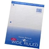  : ROA20050 - Filler Paper, 3-Hole Punch, 8x10-1/2, Wide Rule, Margin