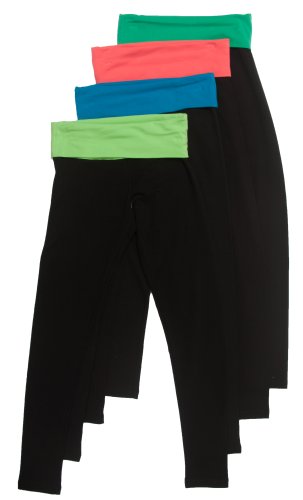 Basic House Women's Casual Cotton Spandex Fold Over Waist Leggings Sizing