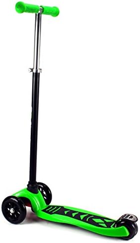 GT Max Kick Children's Kid's Three Wheeled Toy Kick Scooter w/ Adjustable Handlebar Height, Rear Fender Brake, Rubber Hand Grips (Green)