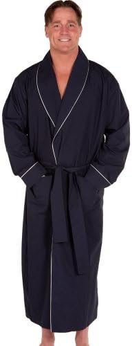 Del Rossa Men's 100% Cotton Lightweight Woven Bathrobe Robe