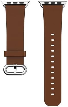 Apple Watch Band - HiX Genuine Leather Strap Wrist Band Replacement w/ Metal Clasp for Apple Watch(Brown-Only for 38mm)