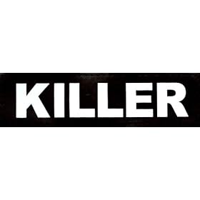 KILLER - 2 logos petit taille, blancs et r�fl�chissants pour Julius K9 / Logo - Logo velcro - Logo de rechange pour harnais Power K-9 et IDC (tailles de harnais : "Baby2", "MiniMini", "Mini", "0" et "Baby1" juste IDC) - Format du logo : 3 x 11 cm / petit