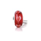 Bling Jewelry Murano Red Heart Glass Bead 925 Sterling Silver Fits Pandora Charms