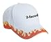 2-faced Adult White Hat with Red Flames FIRE