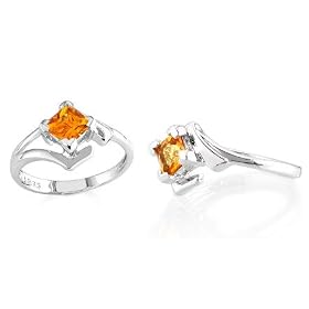 Buy Princess Cut Citrine Ring Sterling Silver by Peora