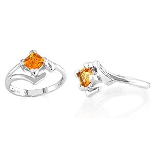 Buy Princess Cut Citrine Ring Sterling Silver by Peora