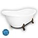 American Bath Factory B1-1720-WW-DM7-M2-15-OB-C1-LH Churchill Slipper Clawfoot Bathtub in White, Bal