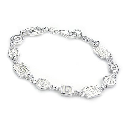 Sterling Silver Shiny Greek Key Bracelet