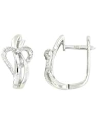 14K White Gold 0.12cttw Round Shaped White Brilliant Diamond Earrings