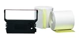 PM Company Perfection Credit/Debit Verification Roll Kit for Verifone 900, 10 2-Plywhite/Canary Rolls, 1 Purple/Red Ribbon and Cleaning Card (09390)