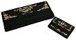Silk clutch purse and wallet set with embroidered spring flower accents - black Silk clutch purse and wallet set with embroidered spring flower accents - black