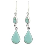 Sterling Silver Turquoise Inlay Double Teardrop Earrings
