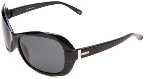 Identity Women's PP2276-C2 PP2276-C2 Polarized Round Sunglasses,Black Frame/Smoke Lens,One Size