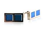Rectangular Royal Blue Acrylic Silver Cufflinks with Presentation Box