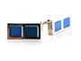 Rectangular Royal Blue Acrylic Silver Cufflinks with Gift Box