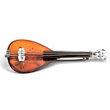 Sterling Silver Cognac Amber Mandolin Brooch