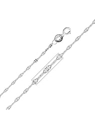14K White Gold 1.7mm Twisted Mirror Chain Necklace with Spring Ring Clasp - 22" Inches
