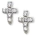 Sterling Silver and Crystal CZ Cross Pierced Earrings