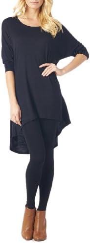 Women'S Rayon Span High & Low Tunic with 3/4 Sleeves - Solid