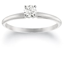 10k Choice of White or Yellow Gold Round Diamond Solitaire Engagement Ring (1/4 ct, J-K Color, I2-I3 Clarity)
